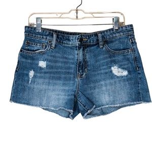 GAP Sexy Boyfriend Denim Shorts Size 10 Destroyed Distressed Comfort